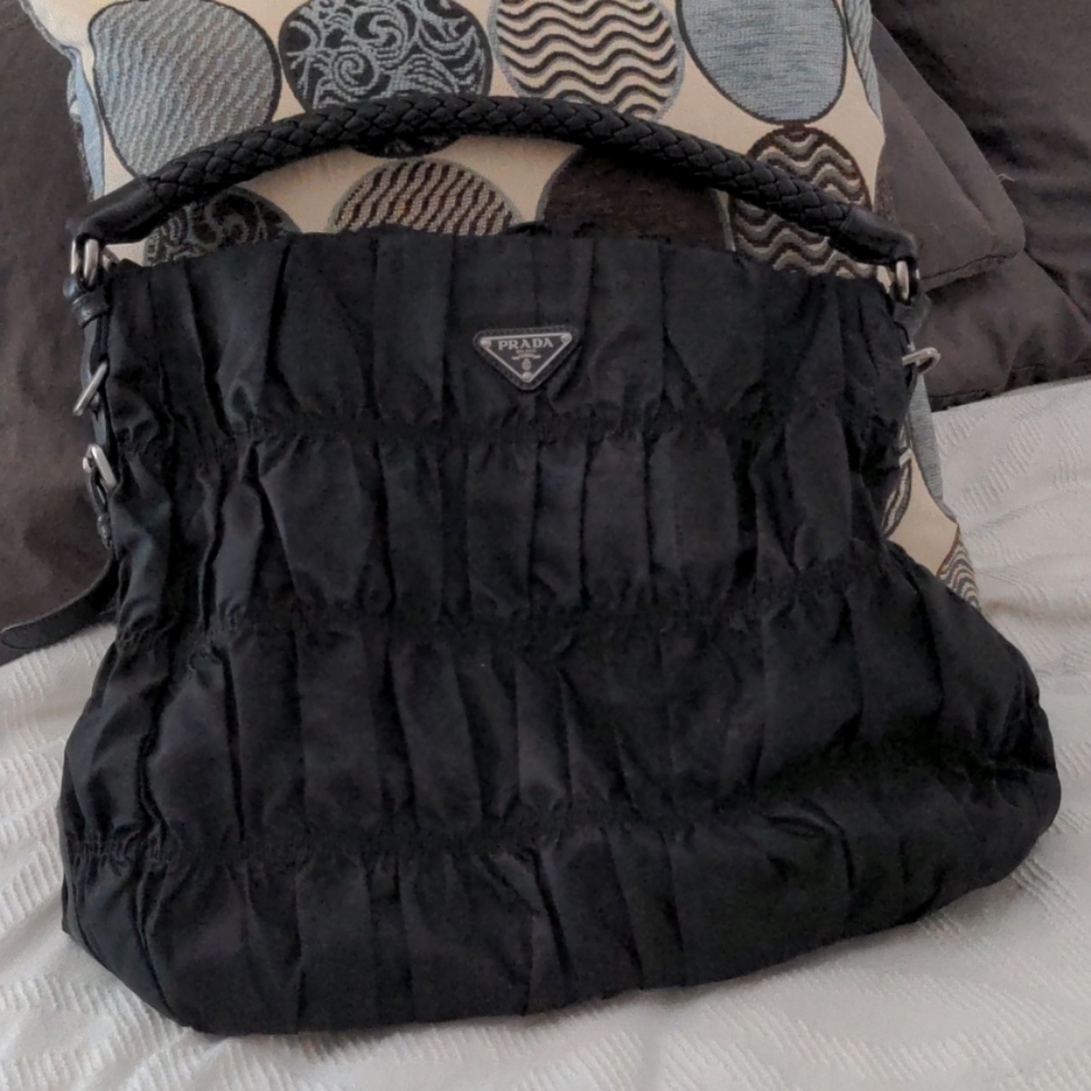 Prada Tessuto Nylon Hobo with Xbody Stap EUC